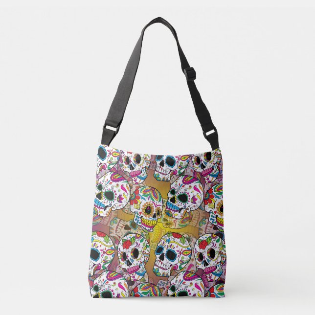 Bolso Cruzado Patrón de calaveras azucareras (Anverso)