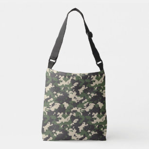 Bolso Cruzado Patrón de Camuflaje Digital Verde