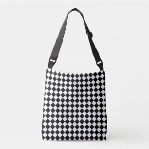 Bolso Cruzado Patrón de cheques en blanco y negro