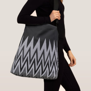 Bolso Cruzado Patrón de Chevron gris gris de plata negra