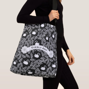 Bolso Cruzado Patrón de cisne blanco y negro