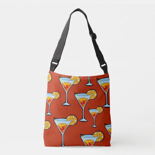 Bolso Cruzado Patrón de cócteles Martini Naranja oscuro (Anverso)