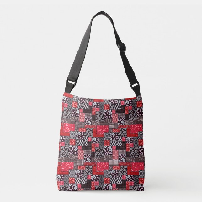 Bolso Cruzado Patrón de Colcha Floral de Parche Retro (Anverso)