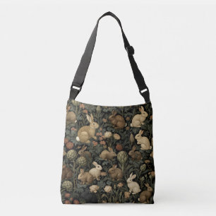 Bolso Cruzado Patrón de conejo vintage del bosque con botánica o