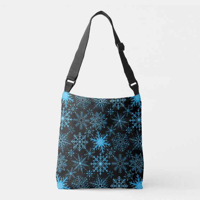 Bolso Cruzado Patrón de copo de nieve azul (Anverso)