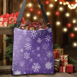 Bolso Cruzado Patrón de Copos de Nieve Purpúreos Fiesta Mágica d