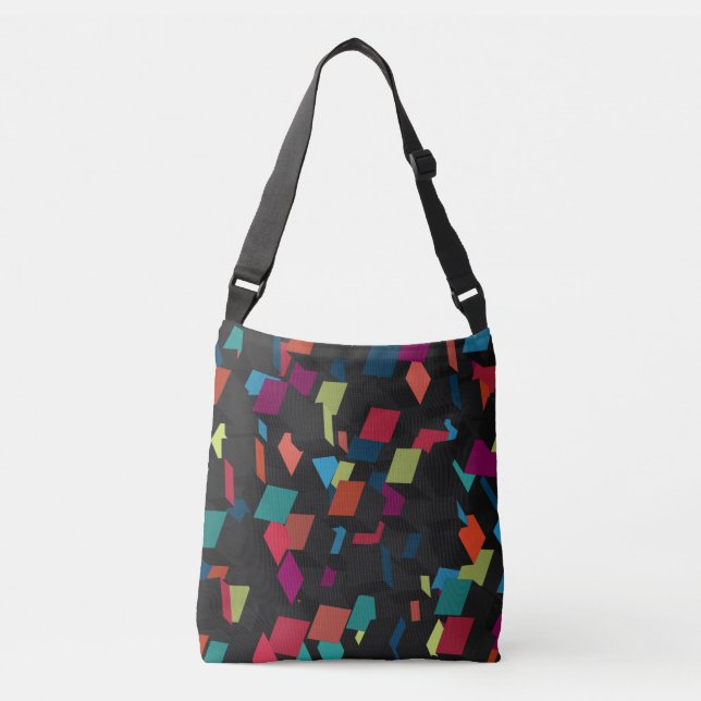 Bolso Cruzado Patrón de cubo geométrico abstracto de moda (Anverso)