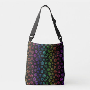 Bolso Cruzado Patrón de dados RPG de arco iris D20