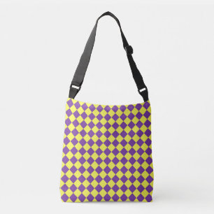 Bolso Cruzado Patrón de diamante de verificador amarillo púrpura