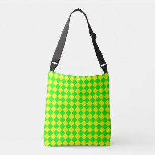 Bolso Cruzado Patrón de diamante del verificador verde amarillo