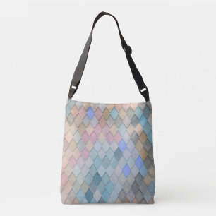 Bolso Cruzado Patrón de diamante pastel Sirena azul verde rosa