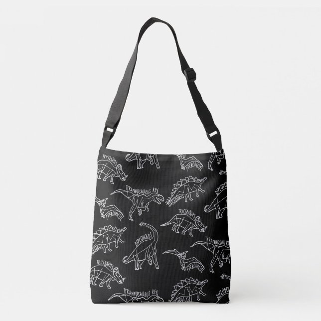 Bolso Cruzado Patrón de dinosaurio Silhouth Crossbody Bag (Reverso)
