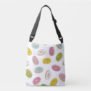 Bolso Cruzado Patrón de donuts Doodle, diseño sin fisuras.