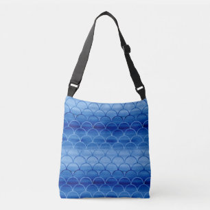Bolso Cruzado Patrón de escala de color azul de impresión comple