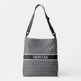 Bolso Cruzado Patrón de Estrella Elegante y Correa en Negro y Bl