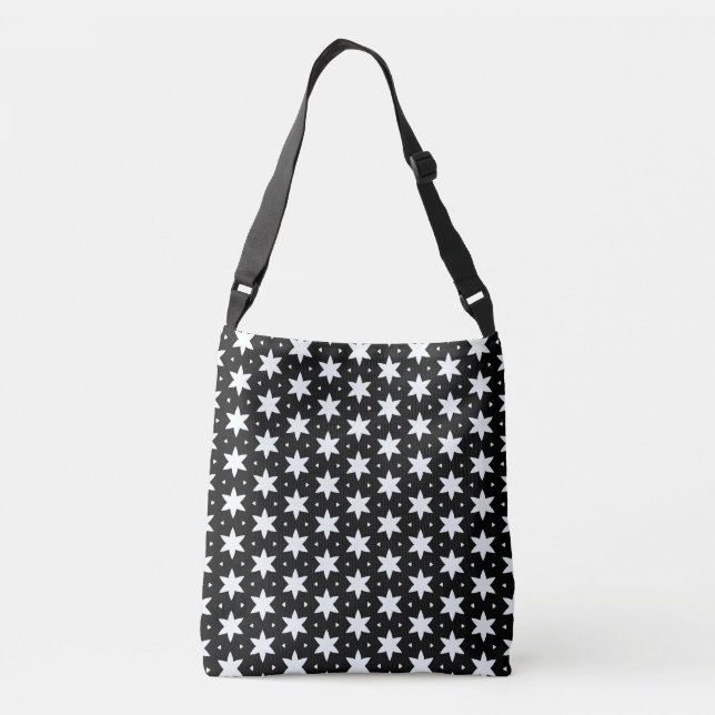 Bolso Cruzado Patrón de estrellas en blanco y negro (Reverso)