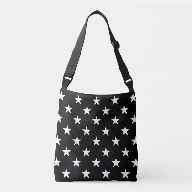 Bolso Cruzado Patrón de estrellas en blanco y negro (Anverso)