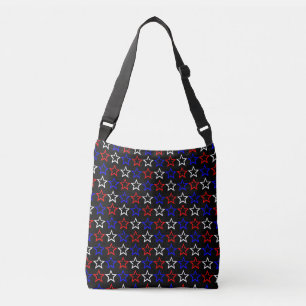 Bolso Cruzado Patrón de estrellas rojas blancas y azules