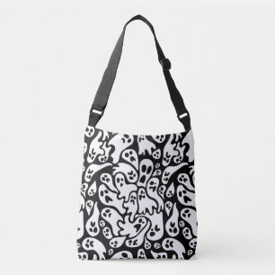 Bolso Cruzado Patrón De Fantasma Blanco Y Negro