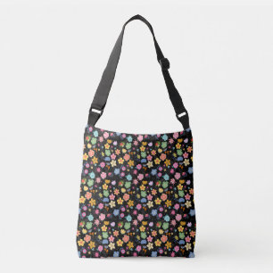Bolso Cruzado Patrón de flores boho B01.b Negro BG