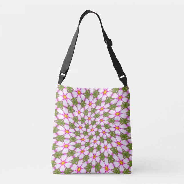 Bolso Cruzado Patrón de flores de cosmos (Reverso)