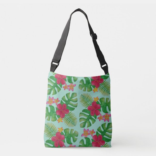 Bolso Cruzado Patrón de flores tropicales (Anverso)
