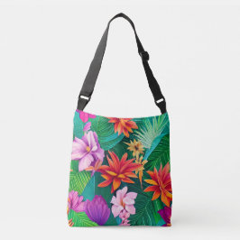 Bolso Cruzado Patrón de flores tropicales coloridas