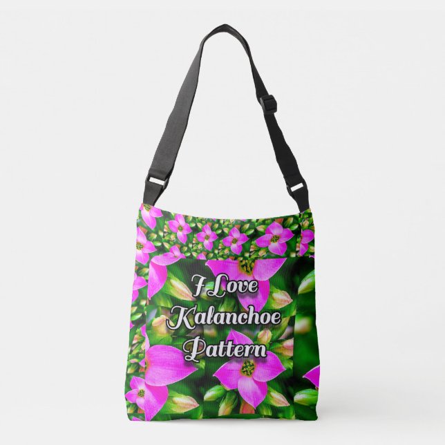 Bolso Cruzado Patrón de flores tropicales rosadas (Anverso)