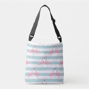 Bolso Cruzado Patrón de fondo rayado Flamingo exótico