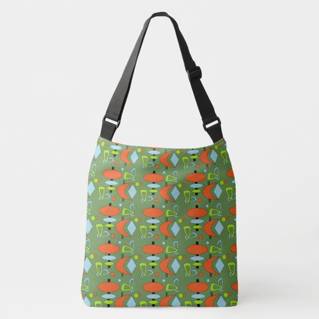 Bolso Cruzado Patrón de formas retro (Anverso)