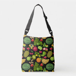 Bolso Cruzado Patrón de frutas coloridas 01.b BG negro
