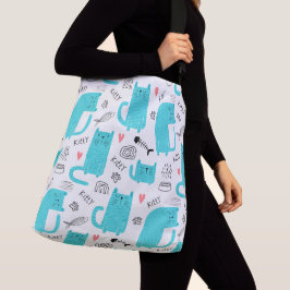 Bolso Cruzado Patrón de gato Robin Egg Blue Cute
