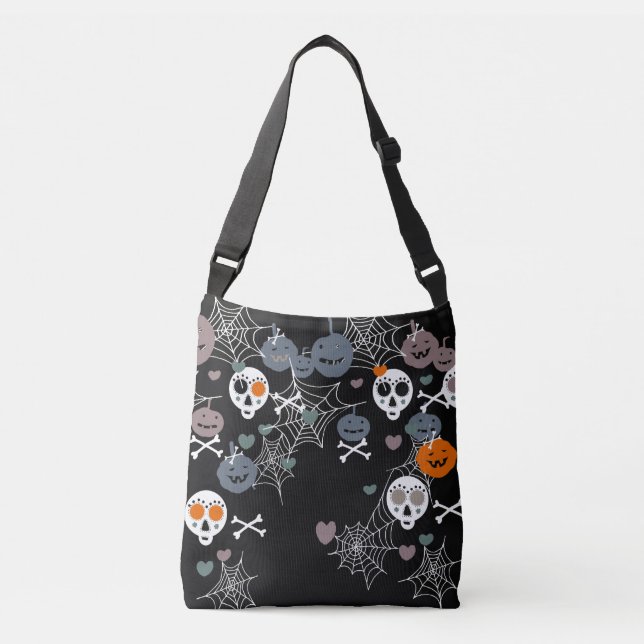 Bolso Cruzado Patrón de Halloween (Anverso)