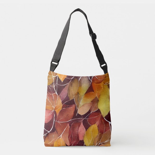 Bolso Cruzado Patrón de Hojas de Otoño     (Anverso)