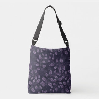 Bolso Cruzado Patrón de hojas púrpura de color de agua