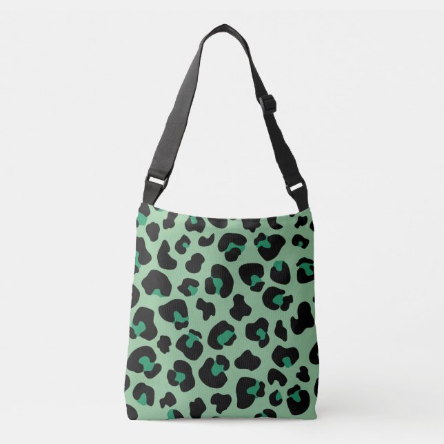 Bolso Cruzado Patrón de impresión de piel de leopardo verde (Anverso)