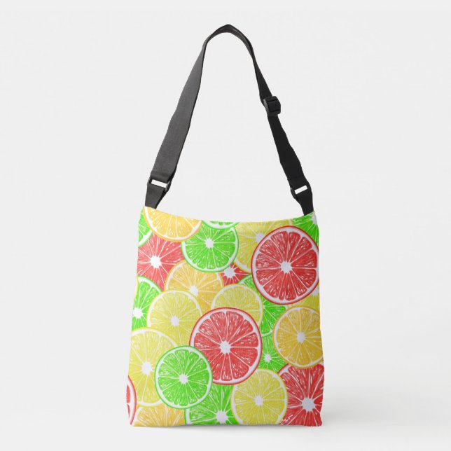 Bolso Cruzado Patrón de limón, naranja, toronja y lima (Anverso)