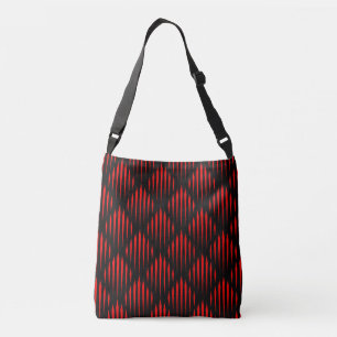 Bolso Cruzado Patrón de línea abstracta rojo y negro