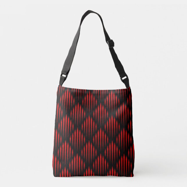 Bolso Cruzado Patrón de línea abstracta rojo y negro (Reverso)