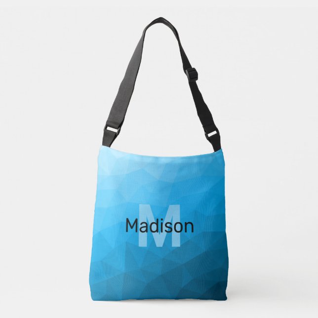Bolso Cruzado Patrón de malla geométrica de gradiente cian azul  (Anverso)