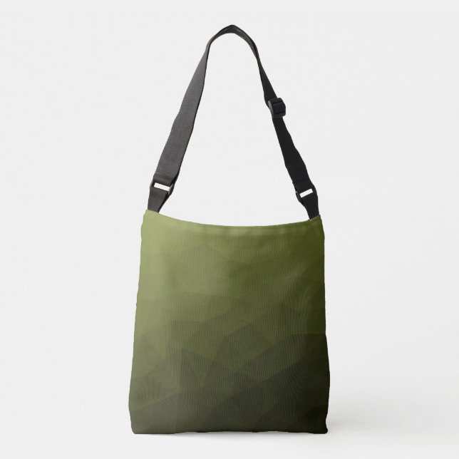 Bolso Cruzado Patrón de malla geométrica del gradiente de oliva  (Anverso)