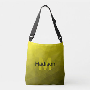 Bolso Cruzado Patrón de malla geométrica oscura amarilla Monogra