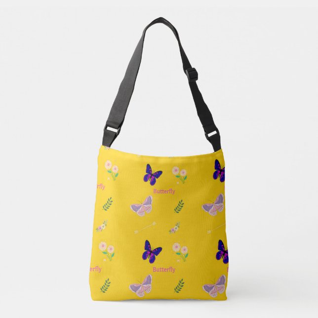 Bolso Cruzado Patrón de mariposa en amarillo (Anverso)