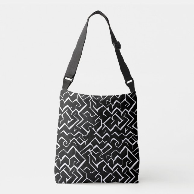 Bolso Cruzado Patrón de meandro negro y blanco | Gótico moderno (Anverso)