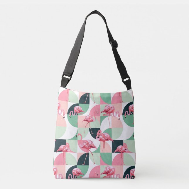 Bolso Cruzado Patrón de Moda geométrica de flamenco rosado moder (Anverso)