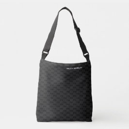 Bolso Cruzado Patrón de monograma moderno gris negro simple