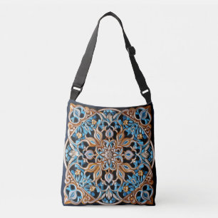 Bolso Cruzado Patrón de mosaico floral Faux Ceramic