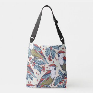 Bolso Cruzado Patrón de Navidades de Waxwings Holly