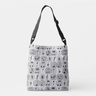 Bolso Cruzado Patrón de notas de música geométrica monocromática