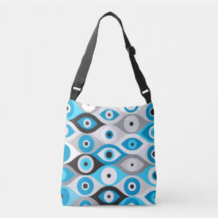 Bolso Cruzado Patrón de ojos malvados griegos Blues y grises
